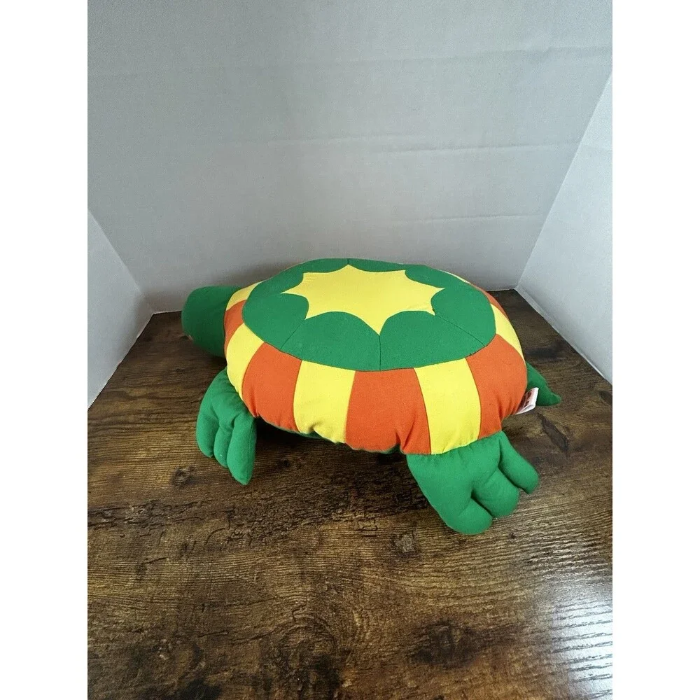Vintage Pier 1 Imports Turtle Plush Pillow Retired HTF Tropical Decor 17 Inch